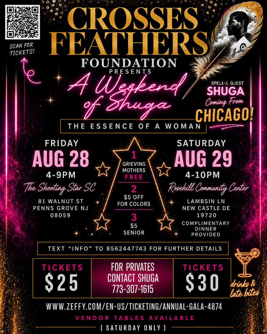 Crosses Feathers Foundation fundraising stepper event flyer
