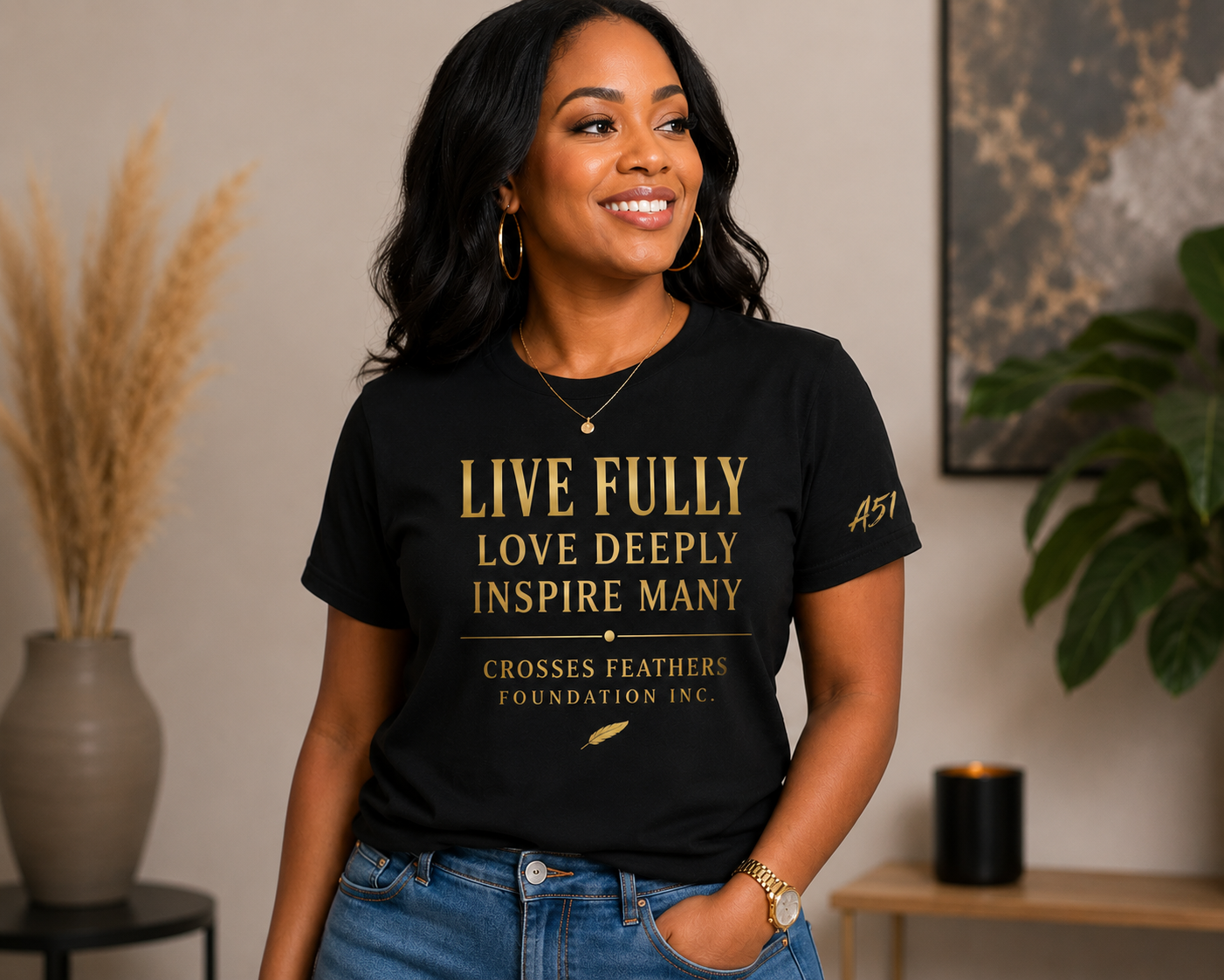 Crosses Feathers mantra T-shirt